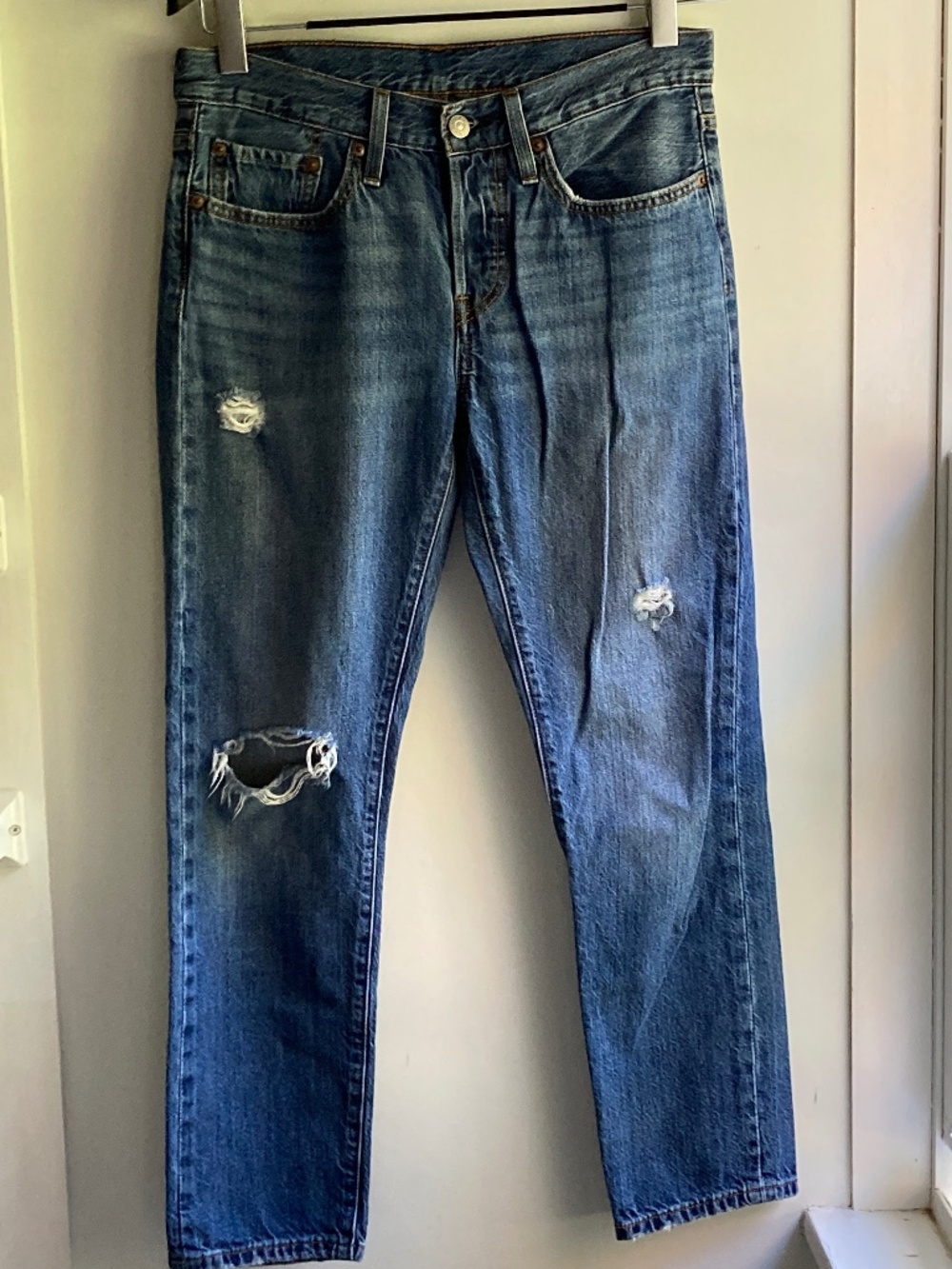 Levi's 501 T Tapered Women's Denim Button-Fly Blue Jeans 100% cotton